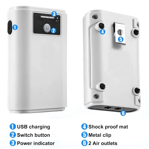 Imagen 2 del producto Bomba de oxígeno para pecera, bomba de aire de doble uso con carga, batería de litio USB, herramienta de pesca silenciosa portátil para el hogar al aire libre