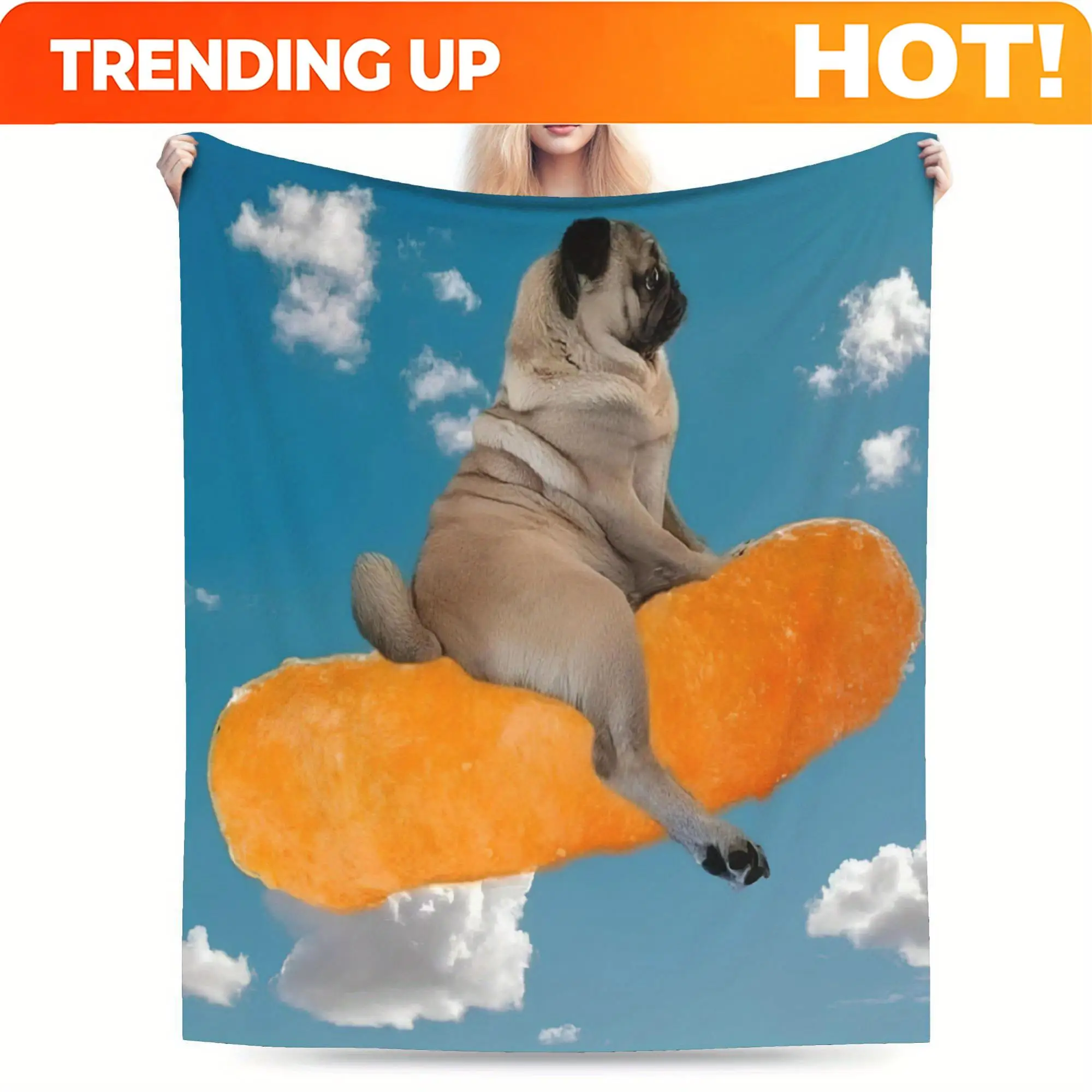 Customize Ultra-Soft Heavyweight Pug Riding Chihuahua on Cactus Bedspread - Funny Dog Bedding Suitable for Bed, Sofa or Gift for