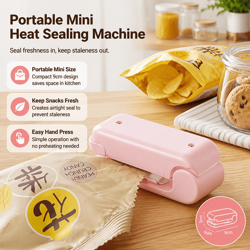  Mini Bag Sealer Portable Heat Sealer Handheld Snack Fresh Food Preservation Device Plastic Bag Closer Kitchen Gadget Home Use 