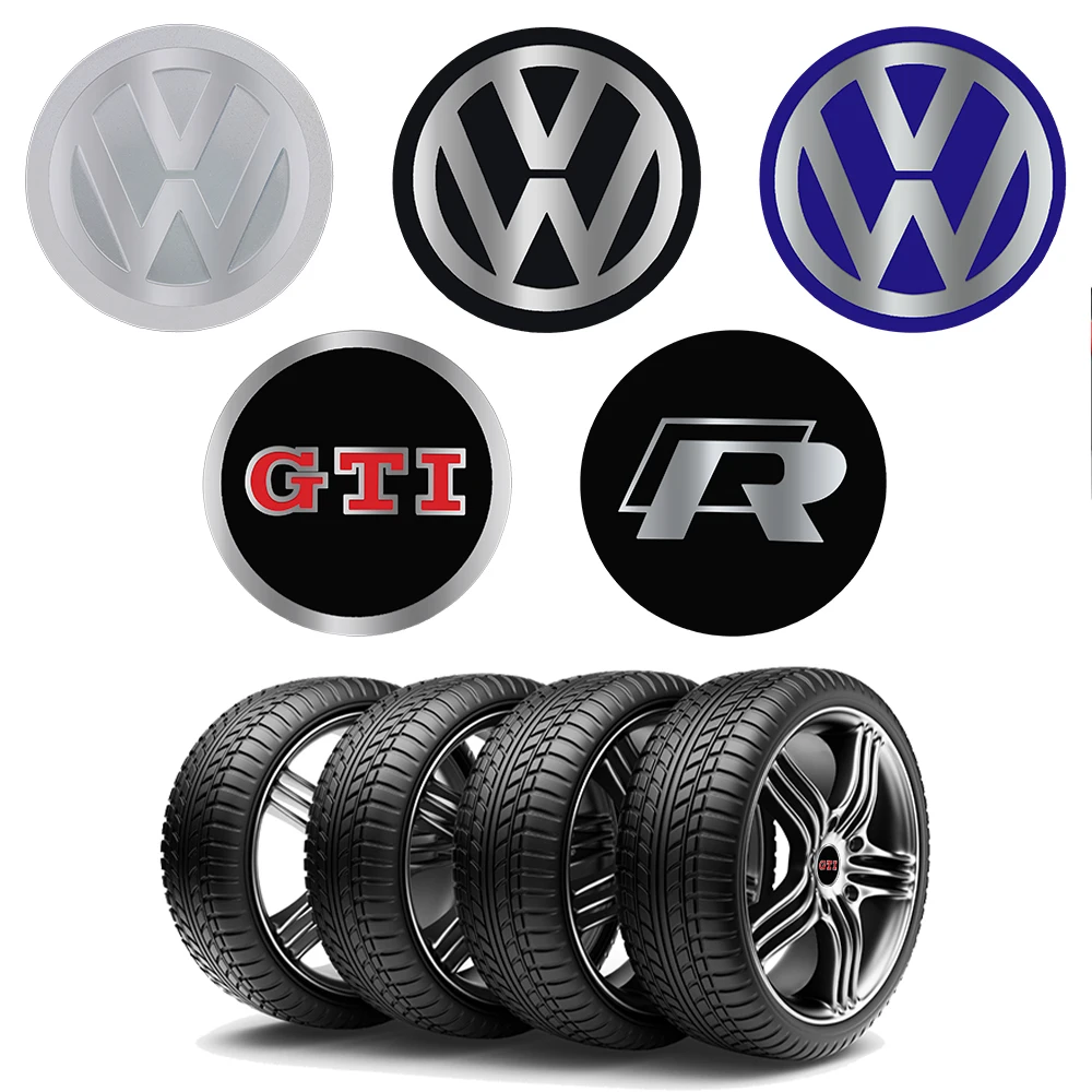 4pcs 56/60/63/65/68mm Car Wheel Center Hub Caps Cover Sticker Accessories For Volkswagen VW Golf 4 Motion Polo Touran TDI R GTI