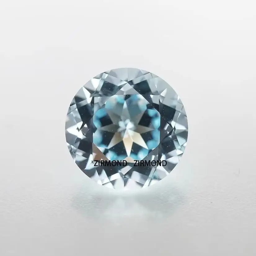 

Pure Lab Grown Santa Maria Aquamarine Round Cut 3.5-8.0mm Loose Gems for Making Hoop Earrings/Pendants with AGL Certificate
