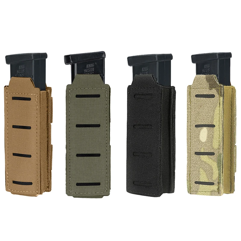 Tactical Molle 9mm Magazine Pouch Single Mag Holder Universal Laser Cut Flashlight Pouch Knife Pocket Hunting Gear