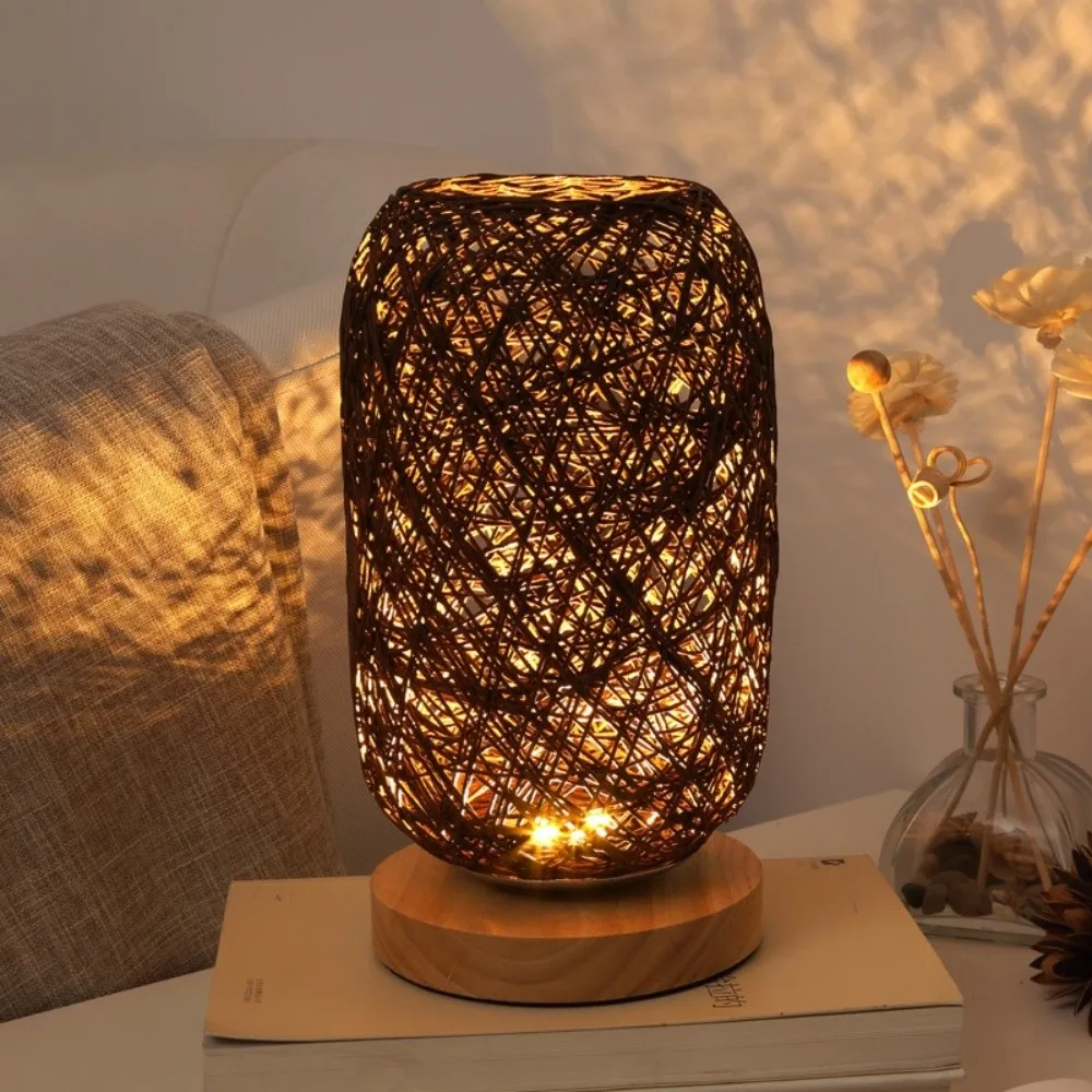 

Home Art Wooden Twine Led Night Light USB Plug Creative Bedside Lamp Dimming Switch Romantic Atmosphere Light Eye Protection