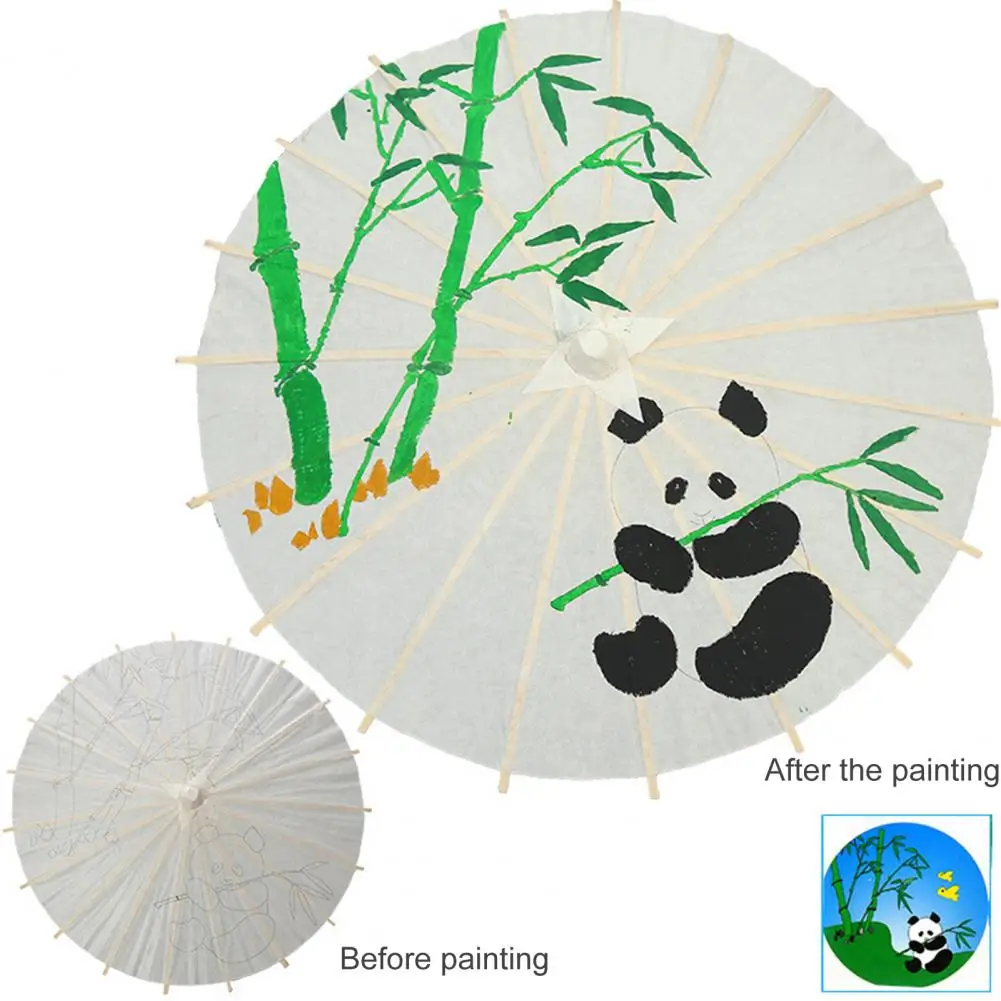 Compact  Durable Parent-child Interactive Hand Painting Paper Umbrella Easy to Use Blank Paper Umbrella Creative   for Gift