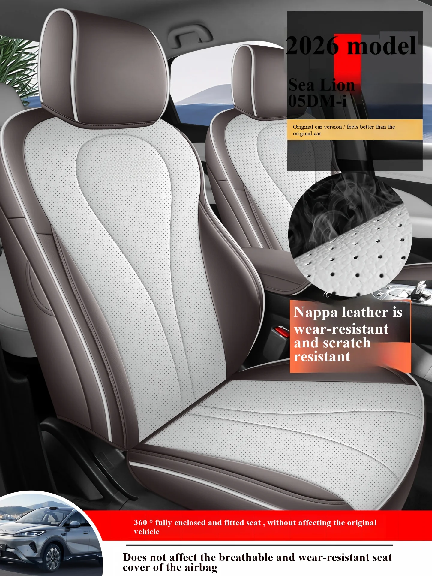 Faux Leather Car Seat Covers Full Set for BYD Qin Han Tang Song Seal PU Leather Waterproof Wear Resistant Seat Cushion Protector