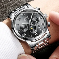 LOREO Top Brand Luxury Sapphire Waterproof Stainless Steel Watches Men's Automatic Mechanical Clock Male Wrist Watch Relogio