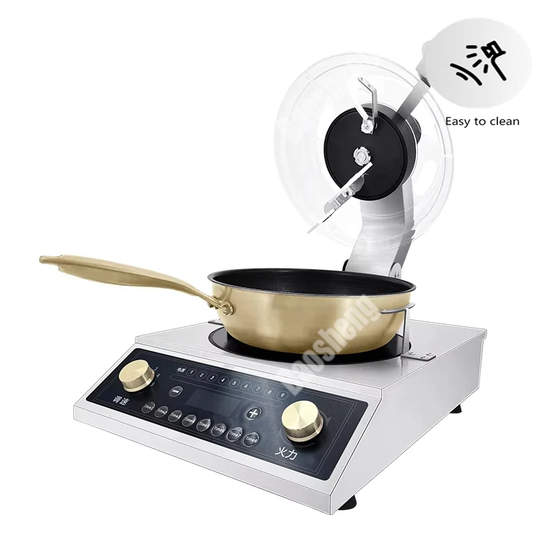 

Промышленный ресторан, кухня, фритюрница, жареный рис, электрическая 5000 Вт, умная коммерческая автоматическая кухонная плита вок