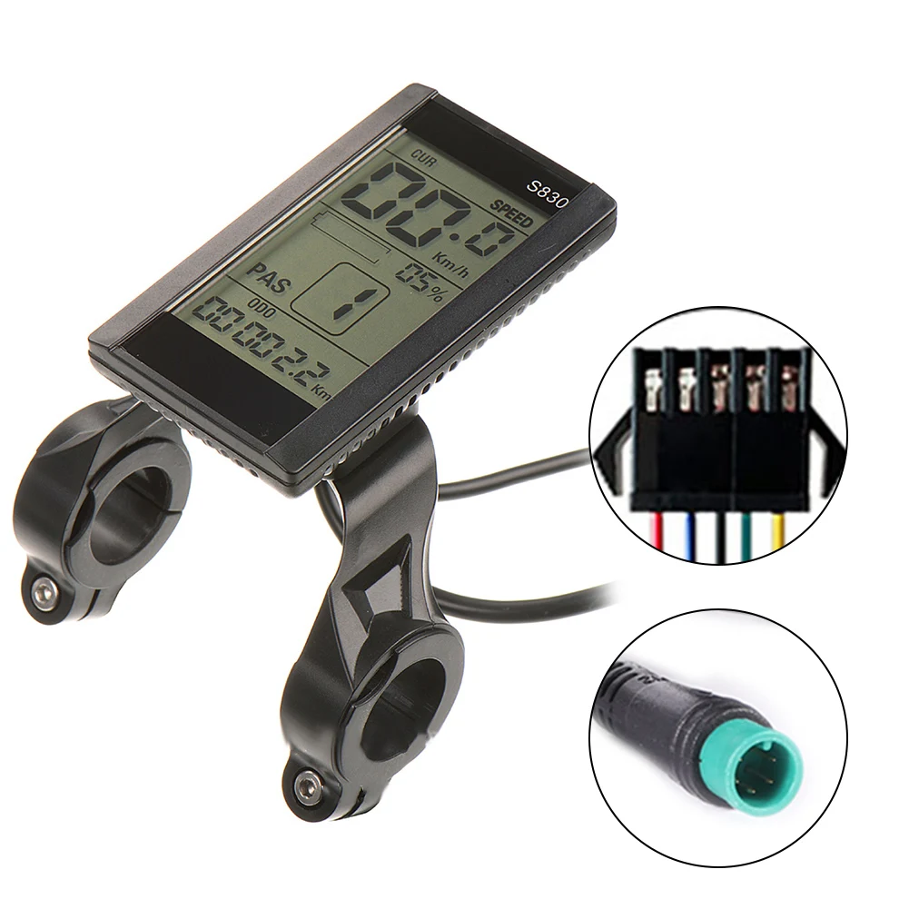 1x Electric Bicycle Bike S830 Waterproof LCD Display Screen 36/48V Display With SM Interface Or 5pin Waterproof Connection Parts