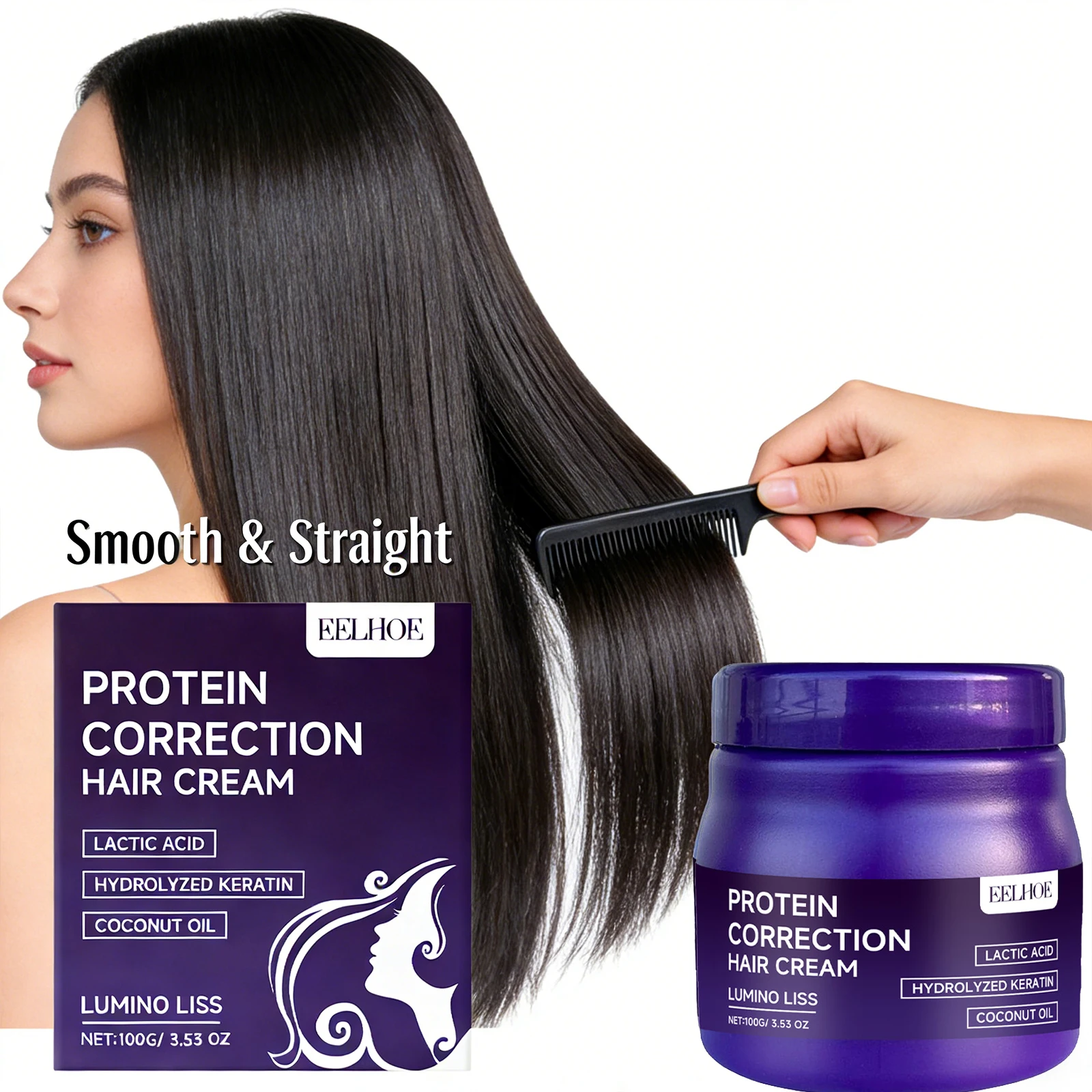 

Крем для коррекции состояния волос с протеинами, питательный, разглаживающий, с длительным эффектом выпрямления, против пушистости, для выпрямления волос