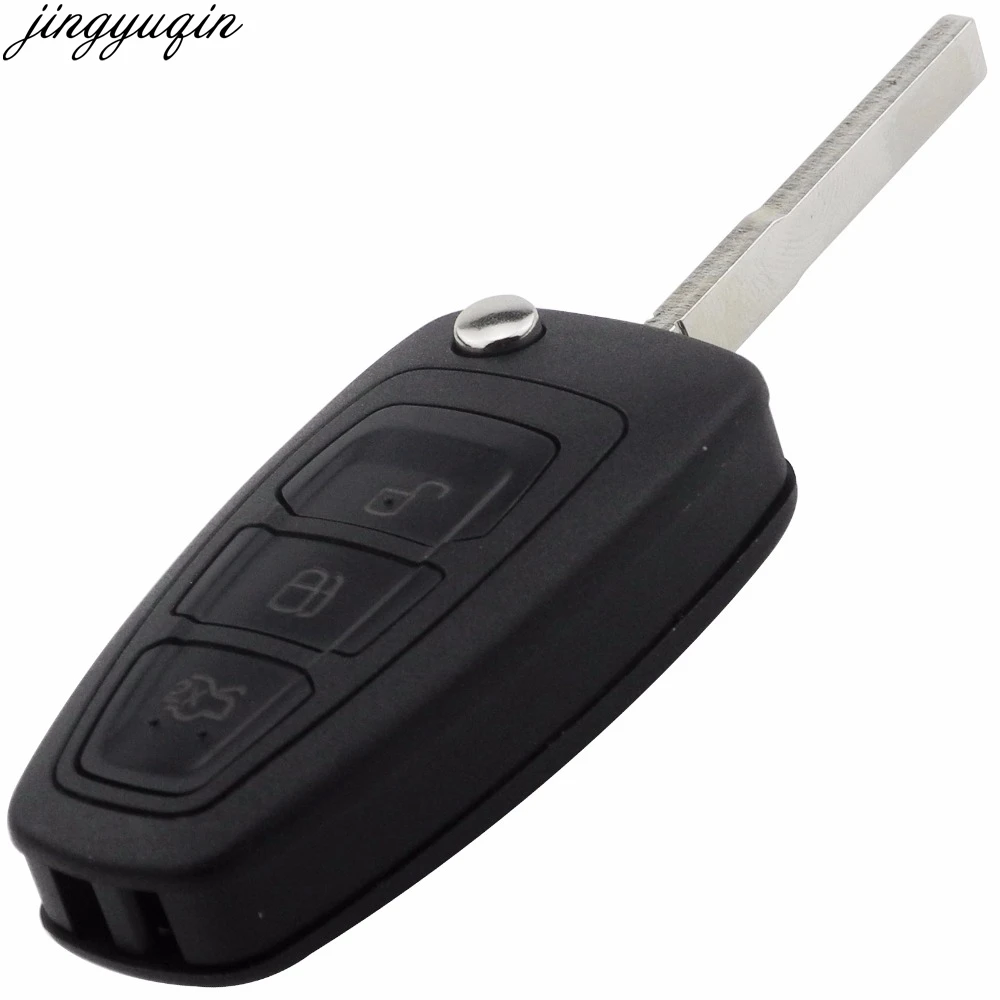 Jingnyuqin 10pcs/lot 3 Buttons Flip key Folding car Remote Key Shell For Ford Focus 3 Fiesta connect mondeo c max HU101 Blade