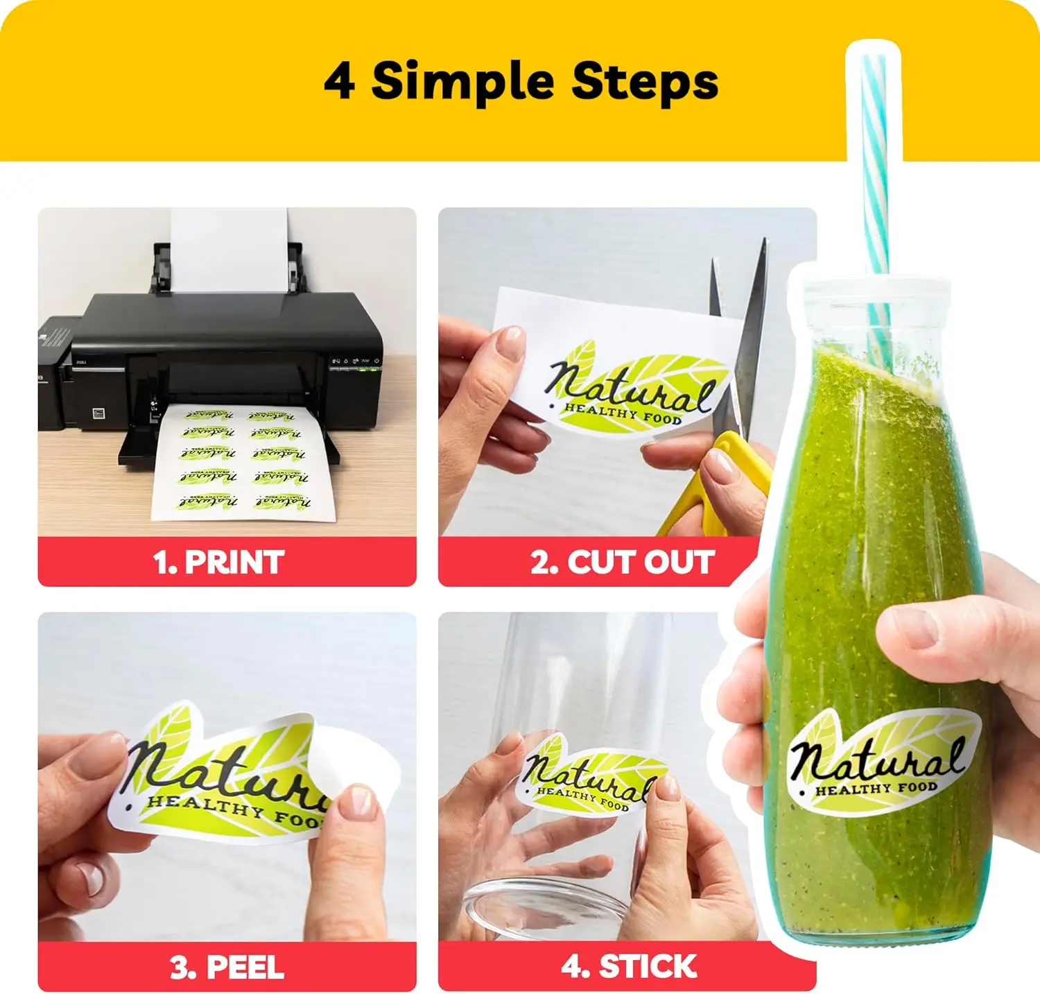 A4 50 Sheets 8.3×11.7 Inch White waterproof MATTE Vinyl Sticker Paper for Inkjet Printer Self-Adhesive Sheets