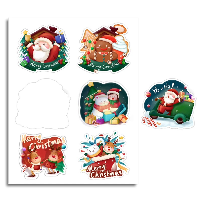 Custom Merry Christmas Stickers Customize Cute Santa Claus DIY Adhesive Tags for New Year Wrapping Gift Box Label Window Door