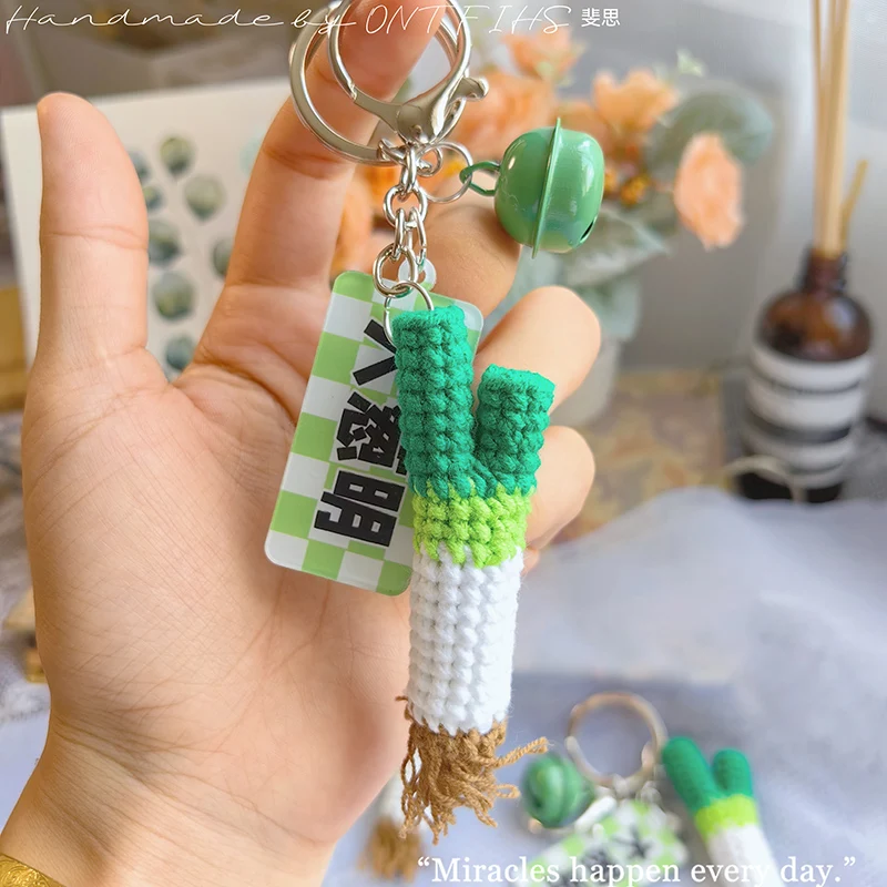 Creative Crochet Keychains Funny Expression Vegetable Doll Keychains Knitting Handmaking Cute Keyrings Bag Charm Boyfriend Gift