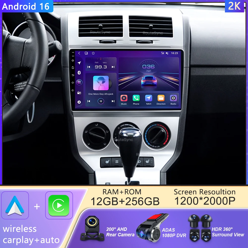 Car Multimedia Player Android 16 For Dodge Caliber Jeep Compass MK Patriot 2006 - 2010 Wireless CarPlay GPS Wifi Stereo 2Din 4G