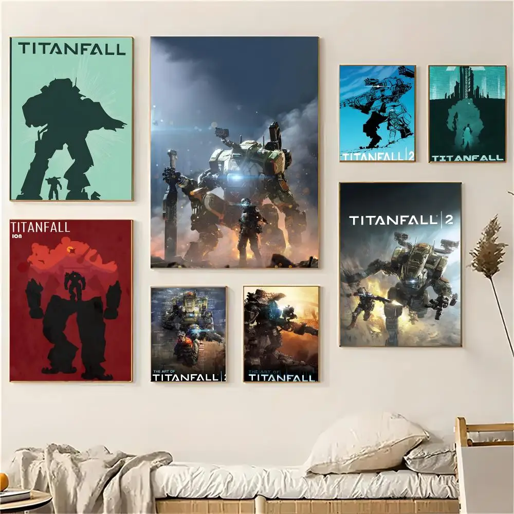 Titanfall 2 Game Sci fi Poster Self-adhesive Decal Living Room Bedroom Party Bar Decor Moisture-proof Fade-resistant HD