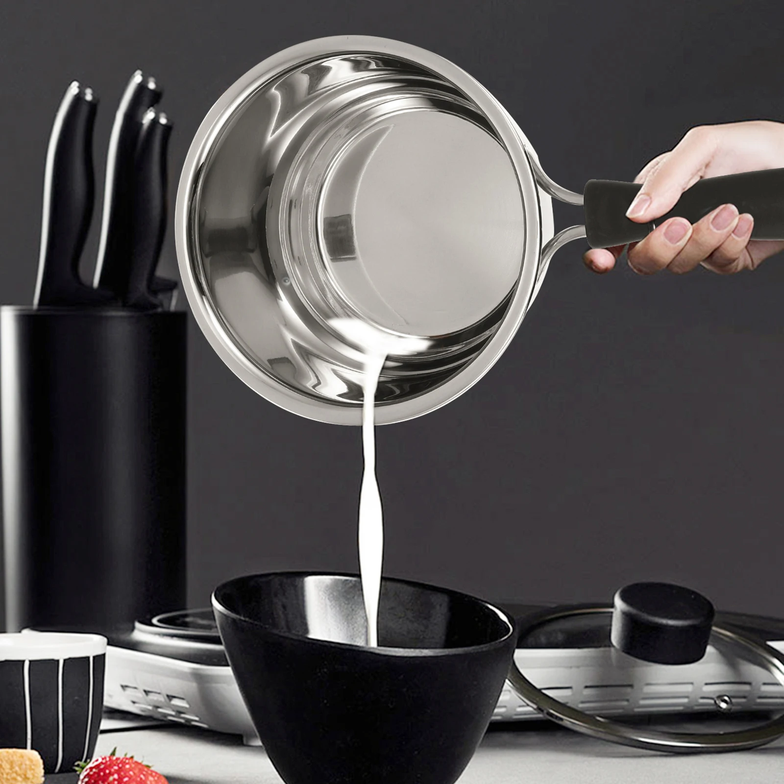 

1pc Stainless Steel Thick Pot Super Thick Body Multi Purpose Stockpot Food Cooking Pot Kitchen Cookware