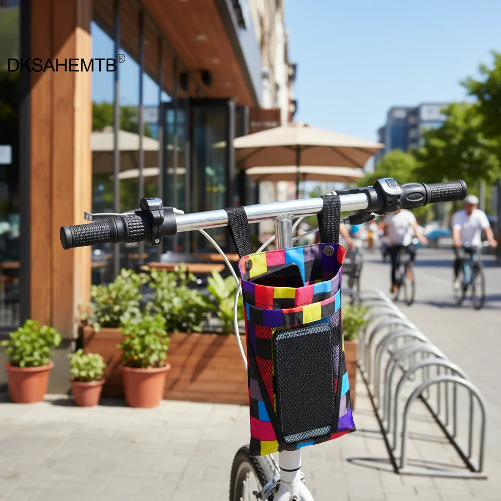 

Bicycle Front Handlebar Bag Large Capacity Storage Pouch Waterproof Oxford Cloth for Mountain Road E-Bike