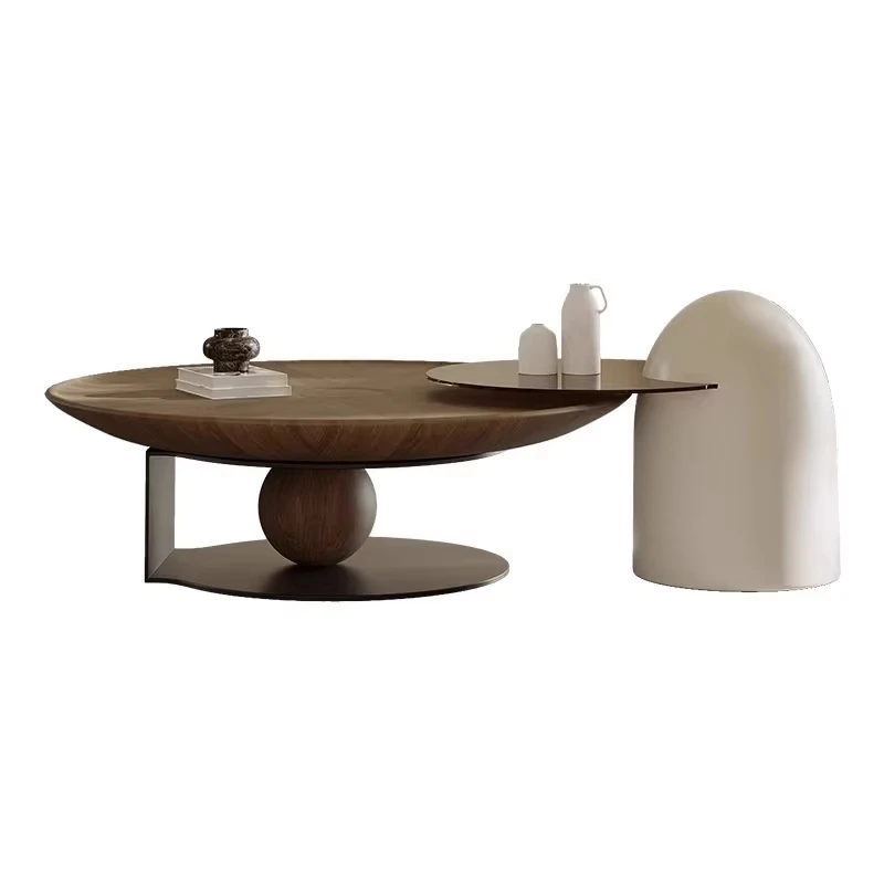 

Light luxury high-end walnut coffee table source factory home living room side corner table combination