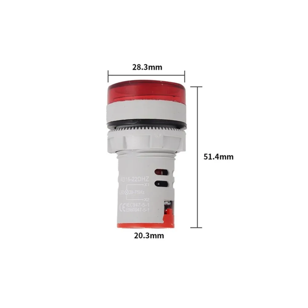 22mm Round LED Digital Frequency Indicator Light AC 60-500V Digital Display Signal Lamp 20-75HZ AC Frequency Measuring Meter
