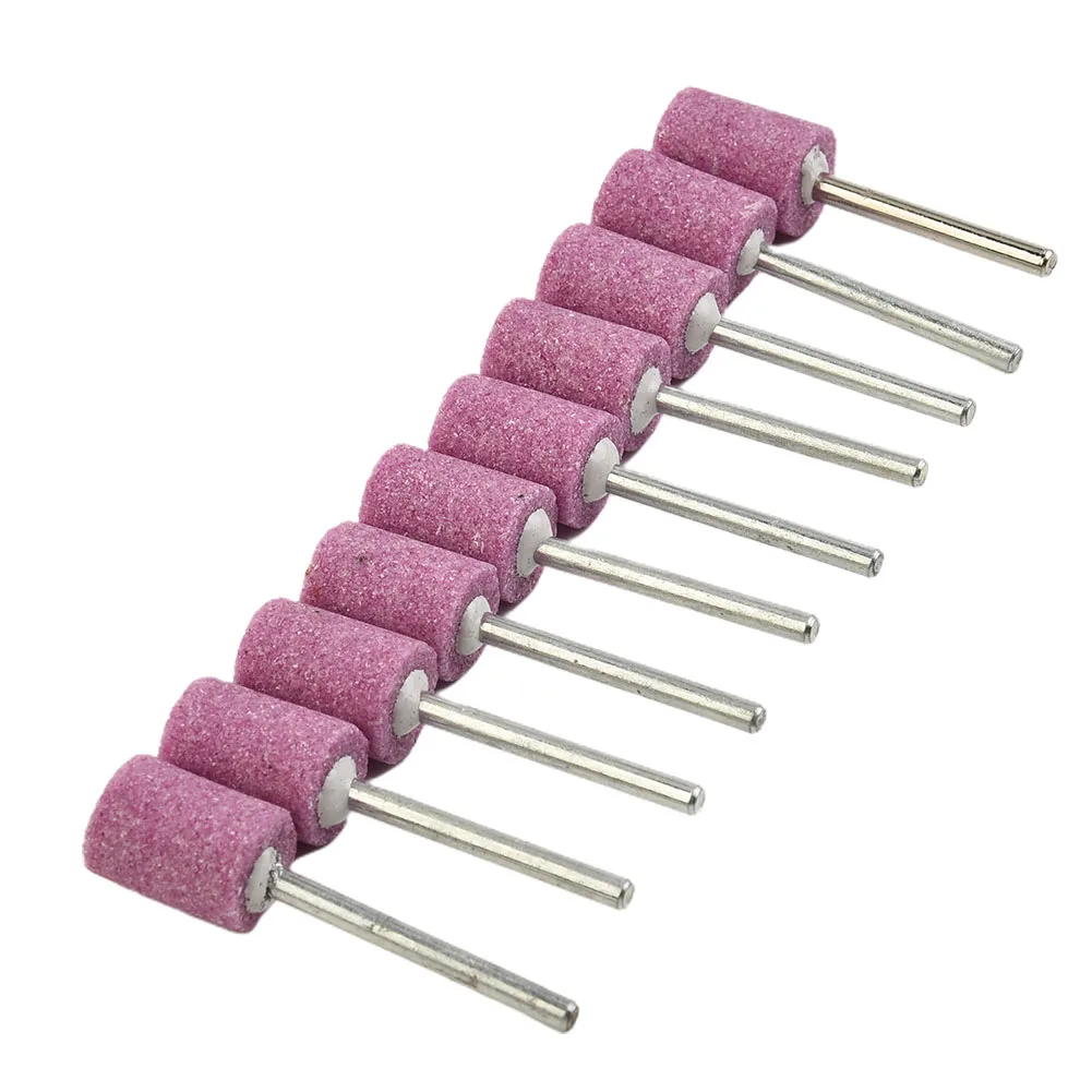 10pcs 12mm Chrome Corundum Grinding Stone Heads For Rotary Tools 3mm Shank Abrasive Mounted Stones For Metal Wood
