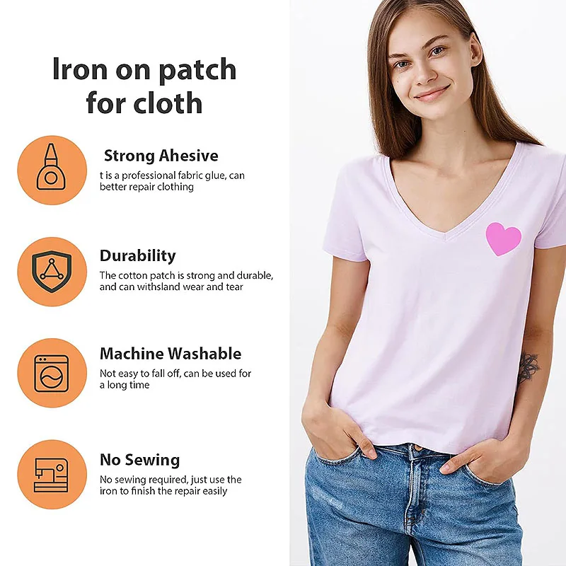 4 قطعة النسيج الحديد على بقع 12.5x9.5 سنتيمتر الخياطة على بقع الحديد على رقعة قطنية ذاتية اللصق للملابس DIY بها بنفسك جان إصلاح ديكور #5