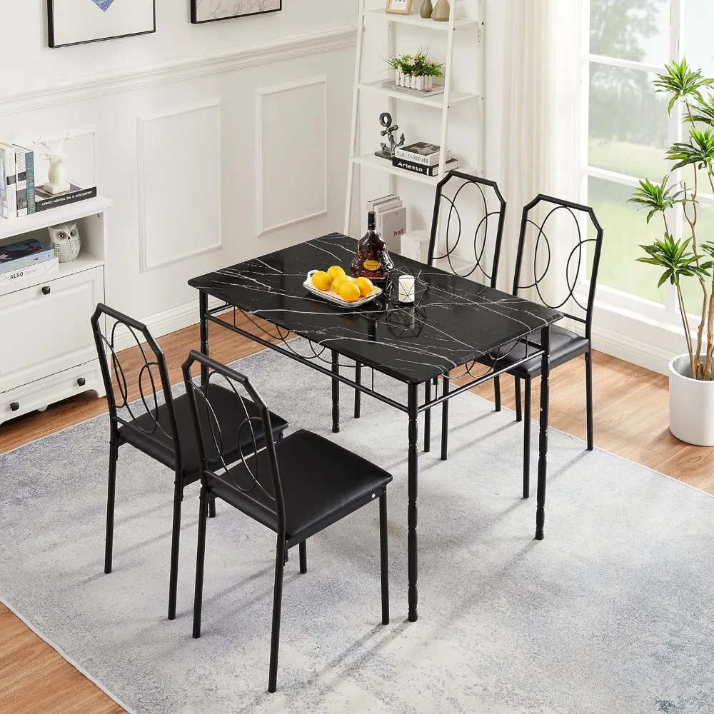 Mesa Cadeira e Cadeiras Set, Counter Altura Tabletop com Bar Banquetas, Retângulo Conjuntos Sala de Jantar, 5 peças, 43,3"