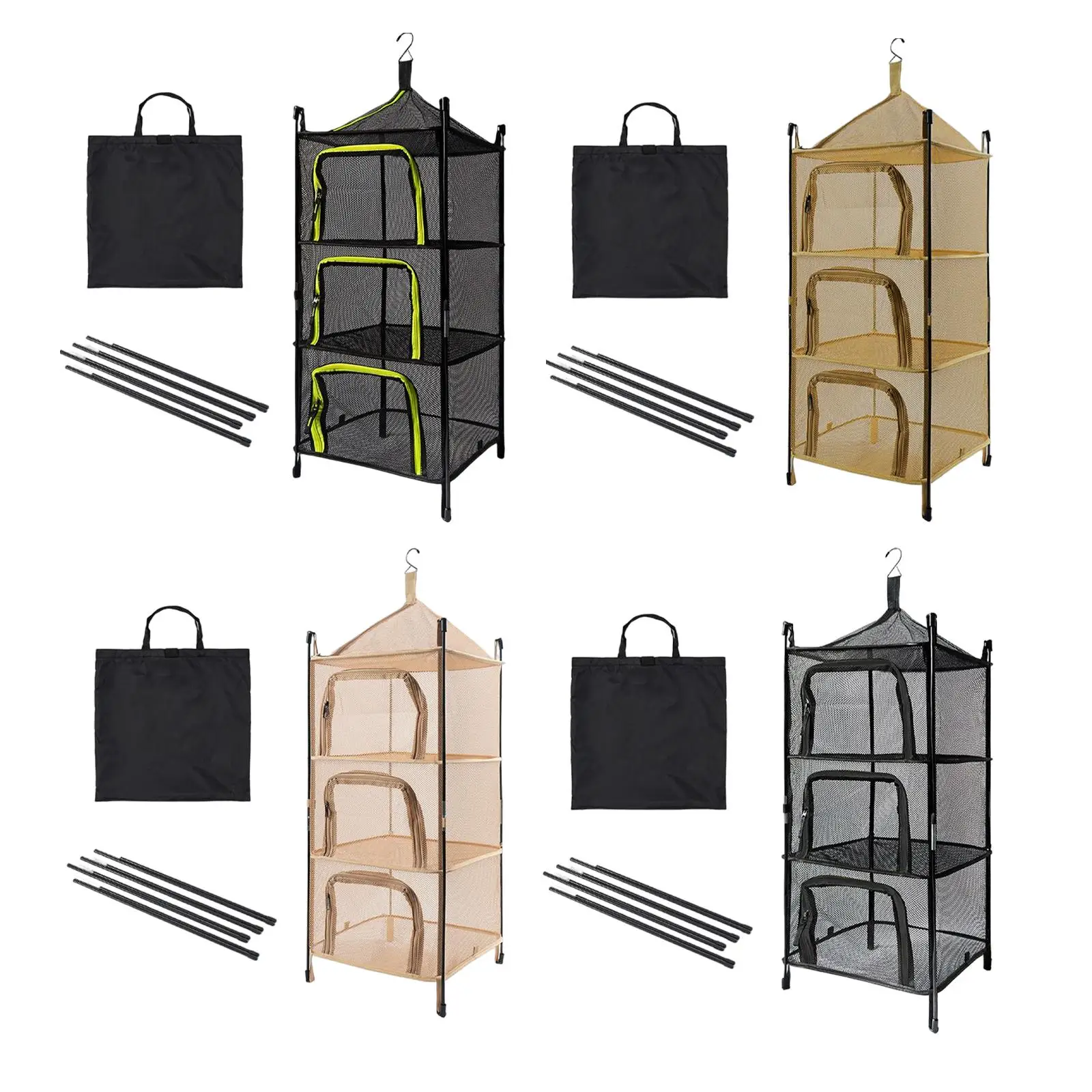 Heavy Duty Hanging Dryer Rack 4 Layer Collapsible Easy to Carry with Zippers