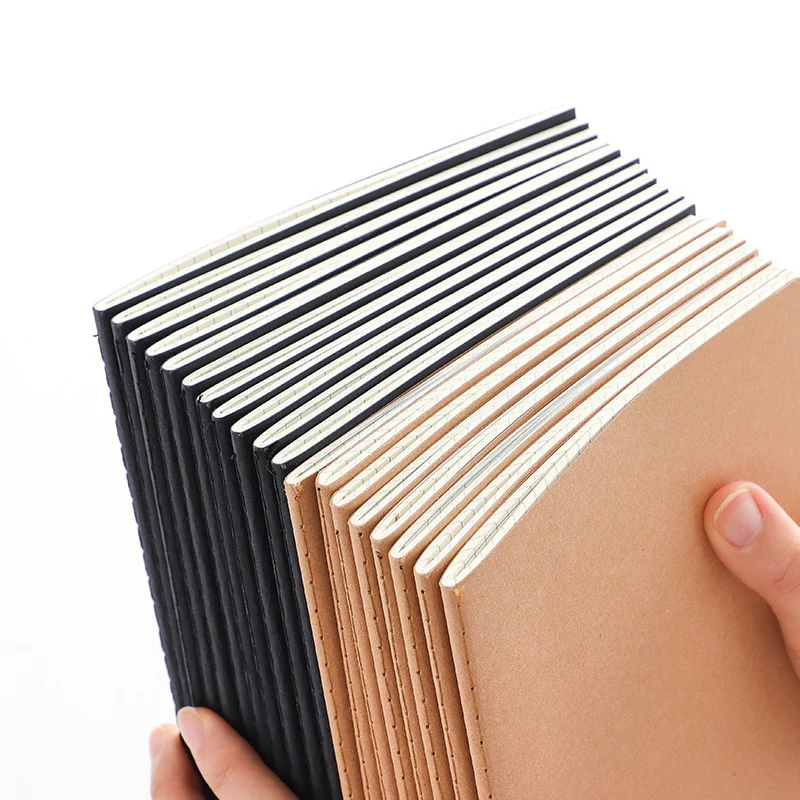 

Thin 6 Pcs A4 Notebooks,Kraft Paper Cover Notepads,Blank Horizontal line Grid Exercise Books,36 Sheets/Book,Draft Book CS-038