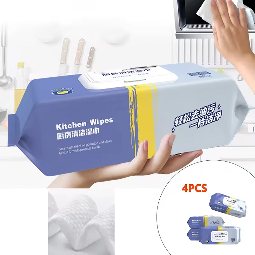 Kitchen Wipes To Remove Oil and Dirt Household Cleaning Hood Special One Wipe Clean Wet Paper Towels Disposable Facial Wipes New