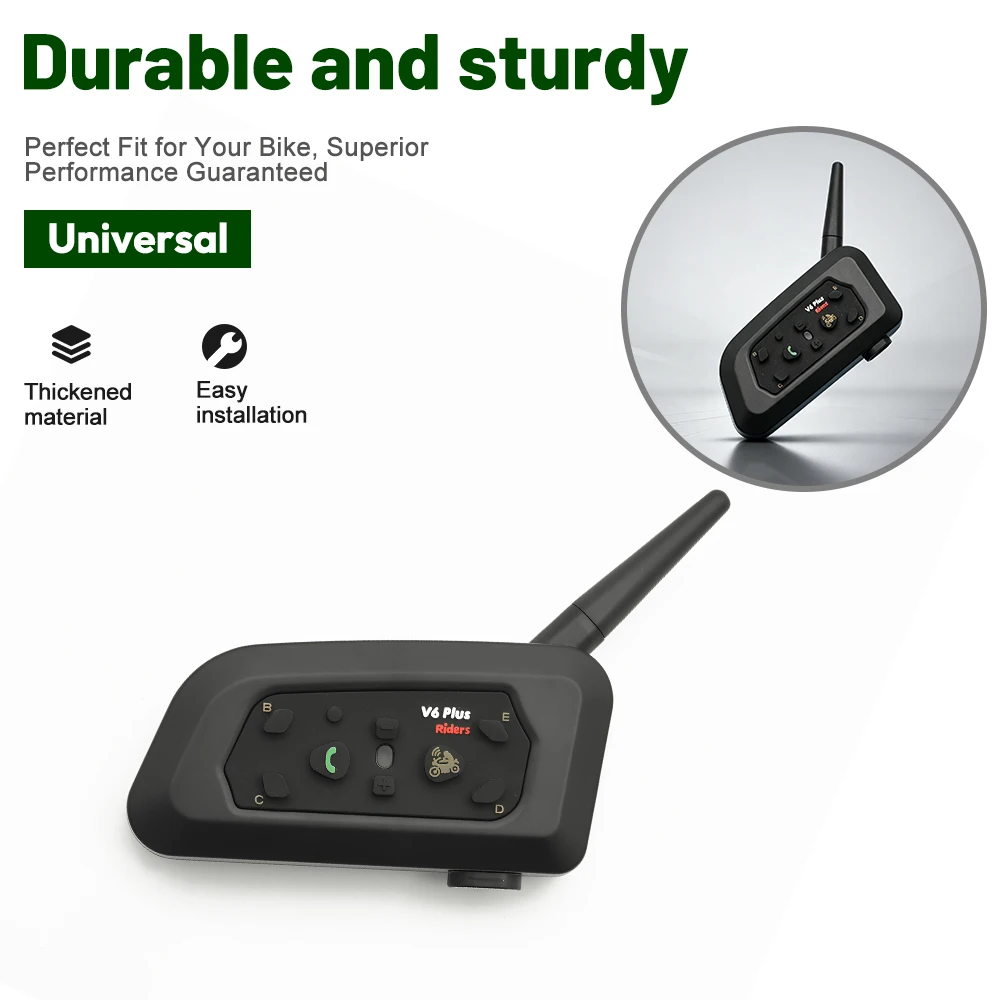 V6 PLUS Motorcycle Bluetooth Helmet Headset Intercom 850mAh MOTO Communicator 800m Interphone for 6 Riders IP65 Waterproof