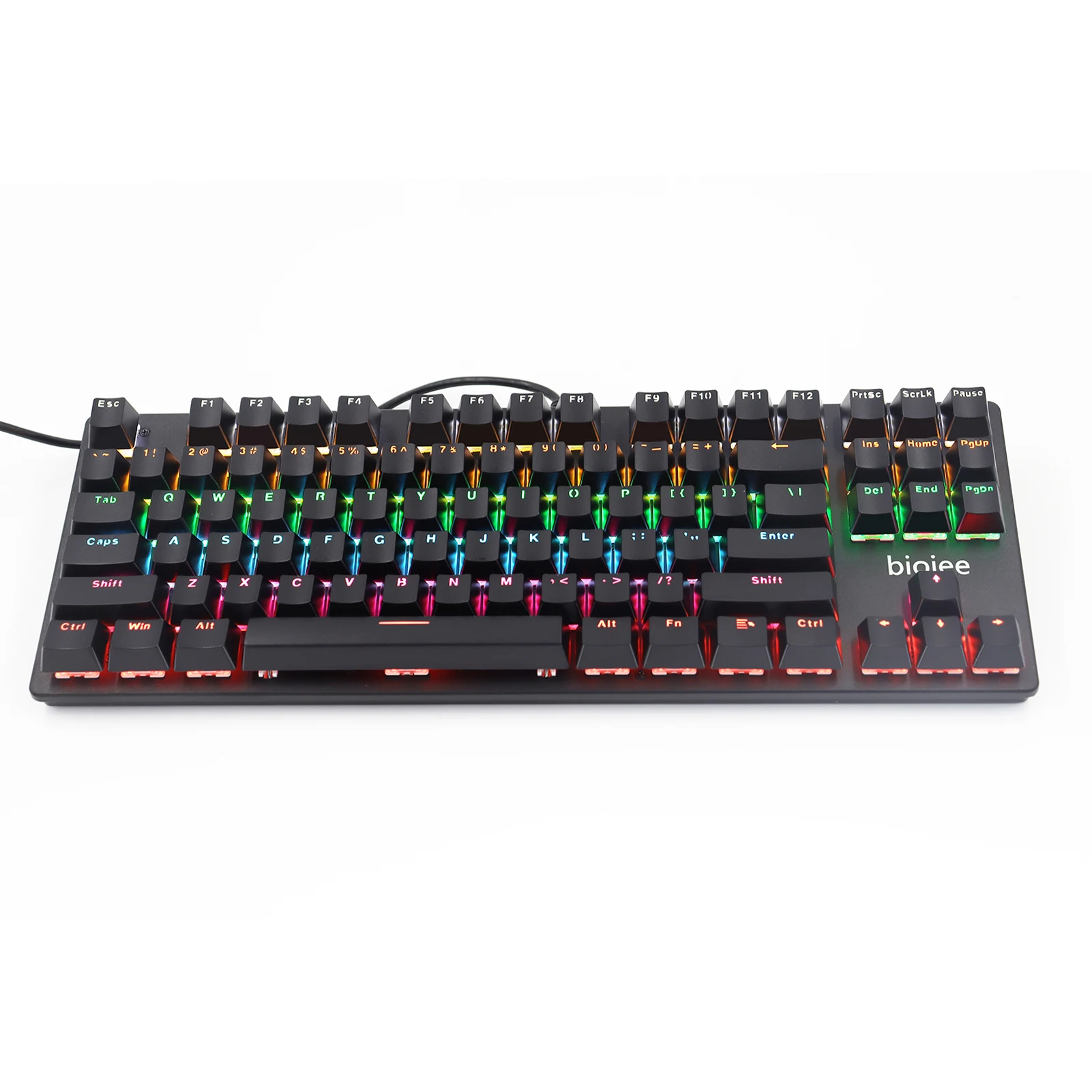 Wired 87-Key Mechanical Gaming Keyboard Rainbow Backlit Keyboard For Windows PC Laptop for Game and Office