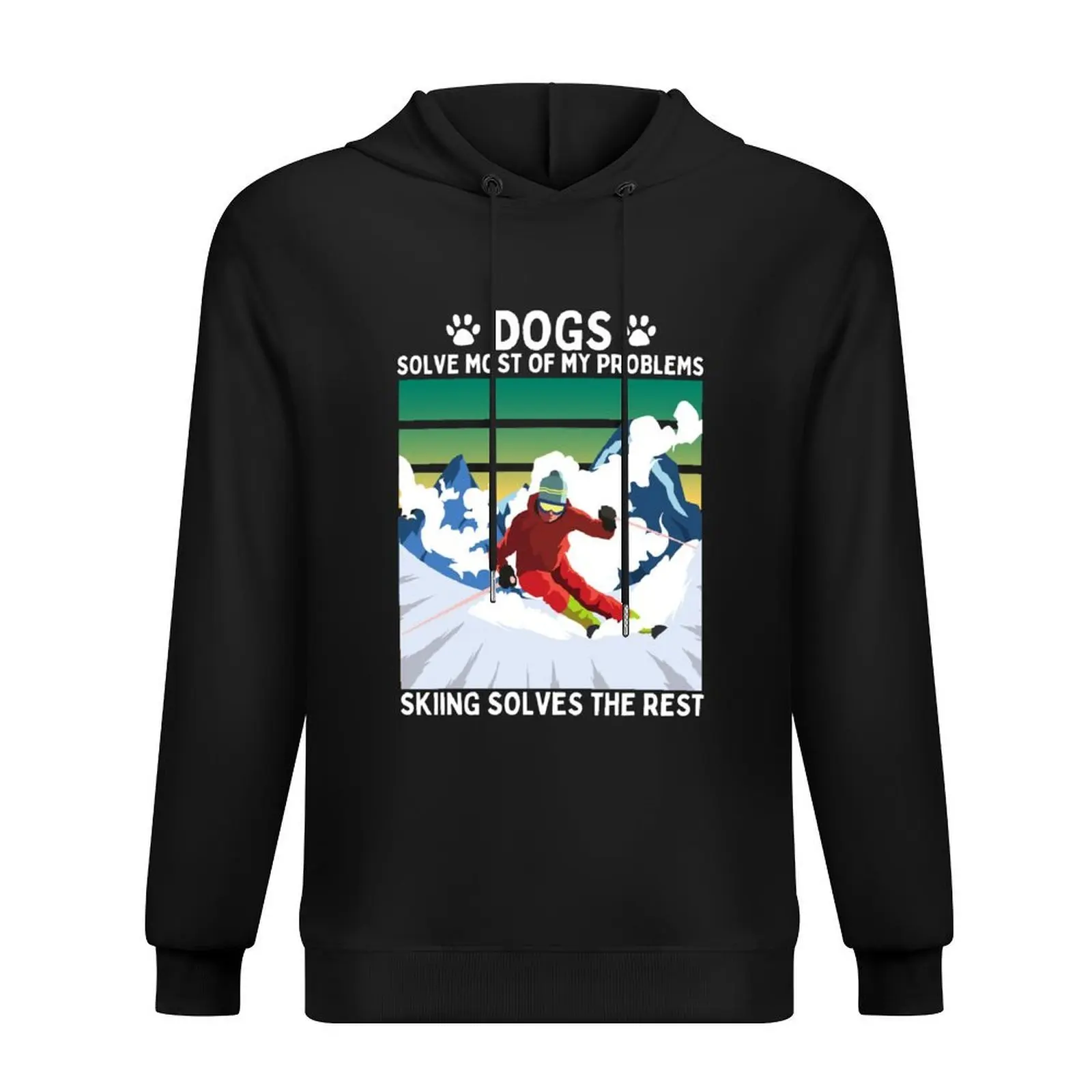 

Dogs Solve Most of my Problems Skiing Solves the Rest Hoodie hooded shirt men's clothing korean style clothes big size hoodie