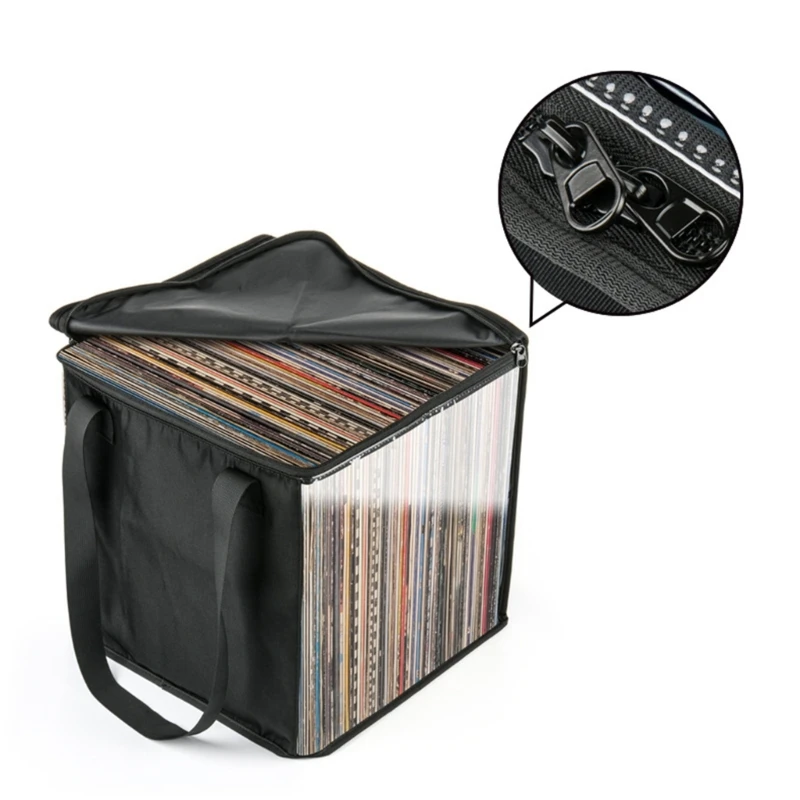 Versatile Storage Bag Mayrecords Reusable Bag Must Have Bag Shoulder Bag for Music Collections for 50pcs 12inch Vinyls K1KF