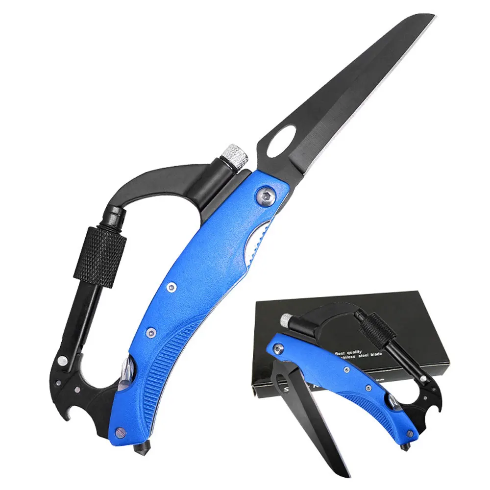 

Portable Folding Multifunctional Carabiner LED Light D-type Buckle EDC Tool Bottle Opener Knife Safety Hammer Screwdriver NA92S