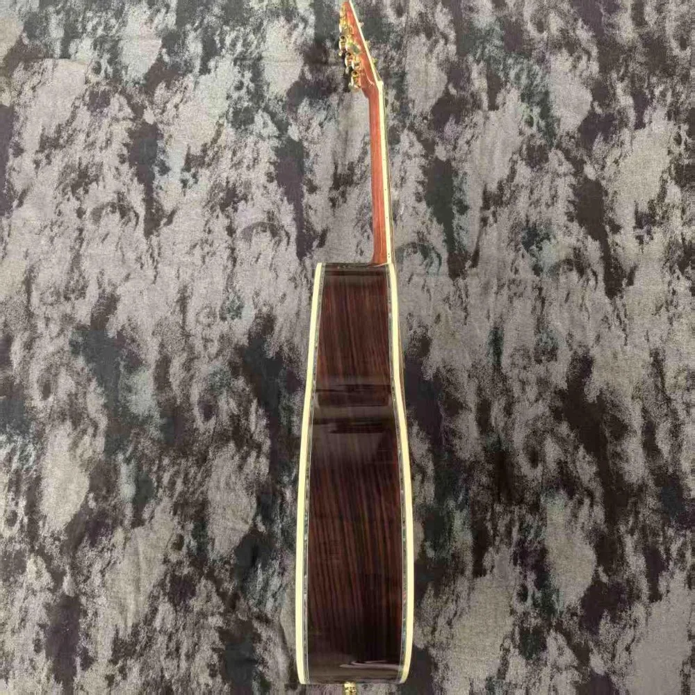 جديد وصول OM45 الغيتار الصوتية الأبنوس الأصابع لوحة الصنوبر الأحمر العظام الجوز آلة موسيقية أداة خشبية دائمة #2