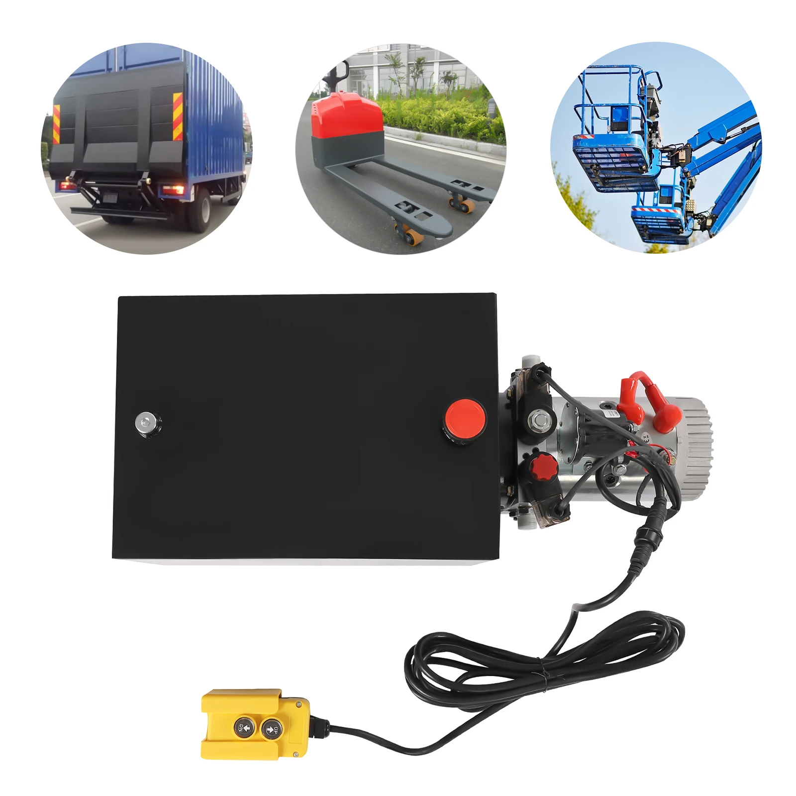 

3 кВт 63*26*30 см стальной горизонтальный гидравлический блок питания гидравлический насос для самосвала прицепа подъем автомобиля черный серебристый