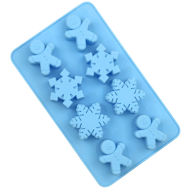 8-piece snowflake gingerbread man DIY baking mold, handmade glue mold, fire paint wax standing mold