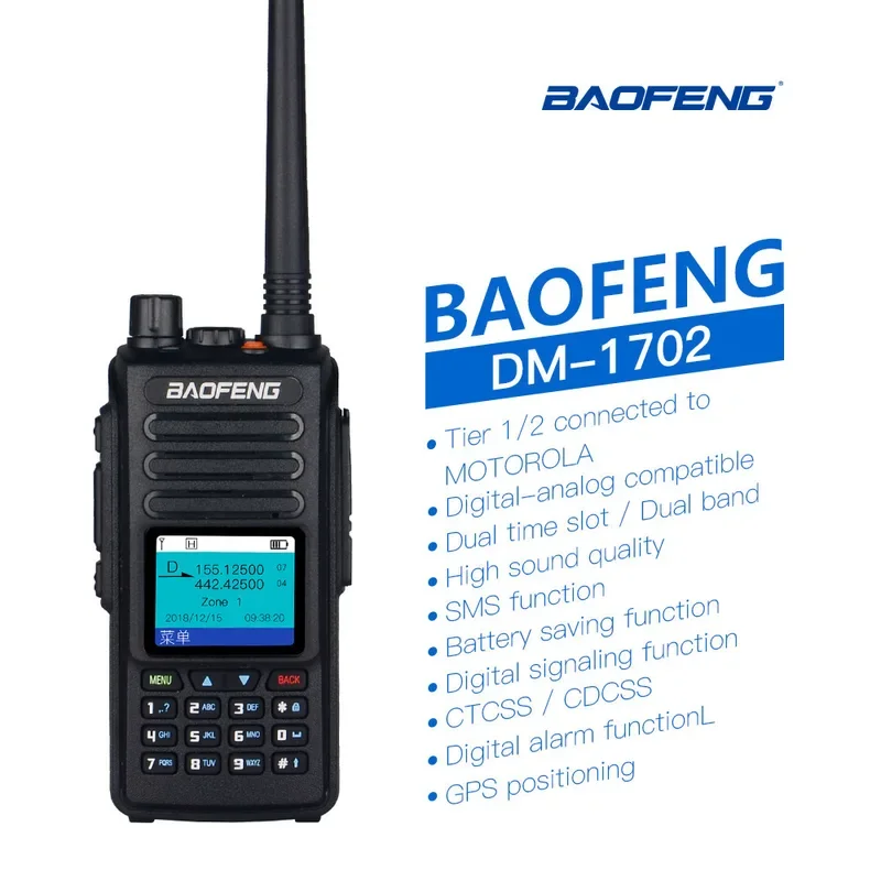 BAOFENG DM-1702 Digital Mobile Walkie Talkie Handheld Terminal DM1702 Radio Dual Band DMR Dual Time Slot Two Way Radios Tier 2