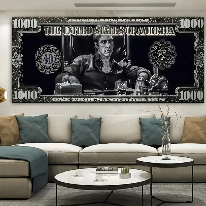 Classic Movie Canvas Painting Scarface Tony Montana Poster Dollar Wall Art Money Pictures Print Living Room Home Decor Artwork