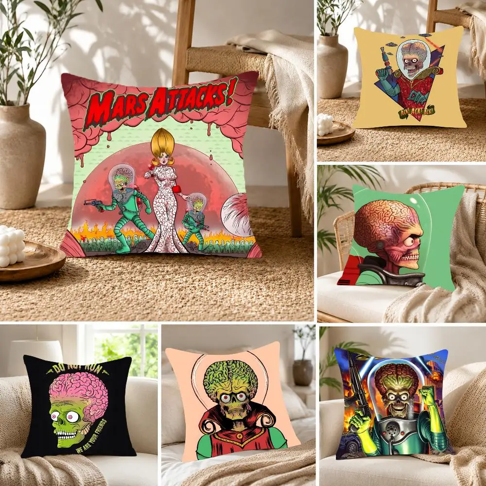 Sci-fi movie Mars Attacks! Cushion Cover Fluffy velvet Nordic style plush Living room sofa decorative