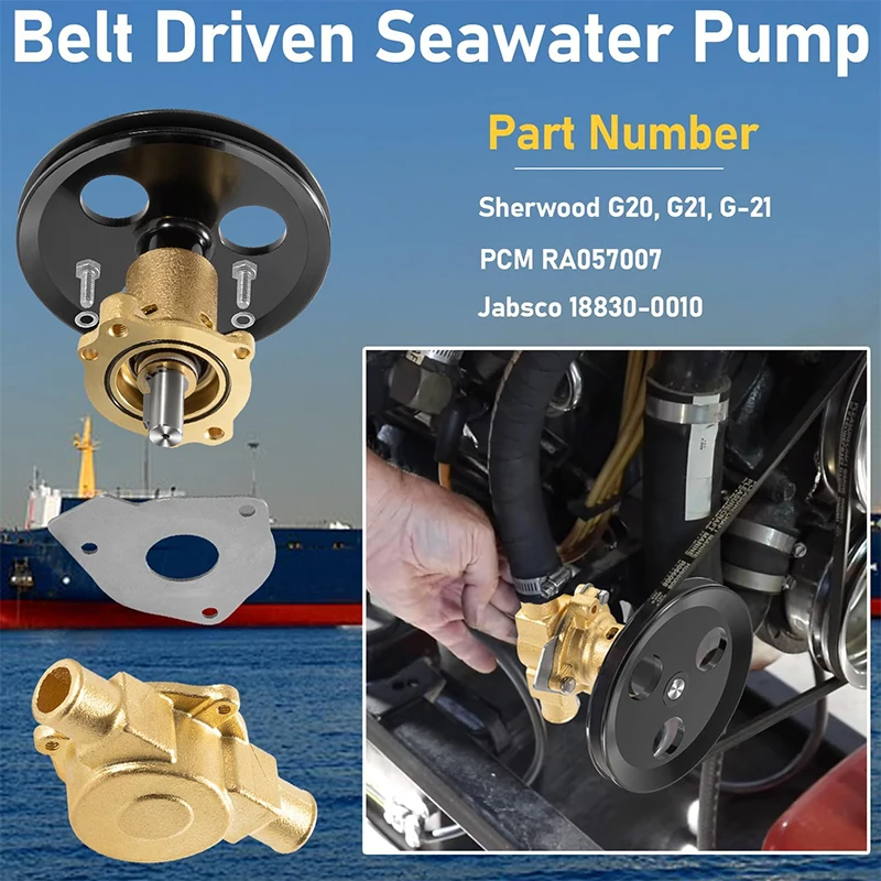 Raw Sea Water Impeller Pump RA057007 for Sherwood Pleasurecraft G20, G21, 302, 351 Jabsco 18830-0010,Ford Marine 5.0,5.8,351,302