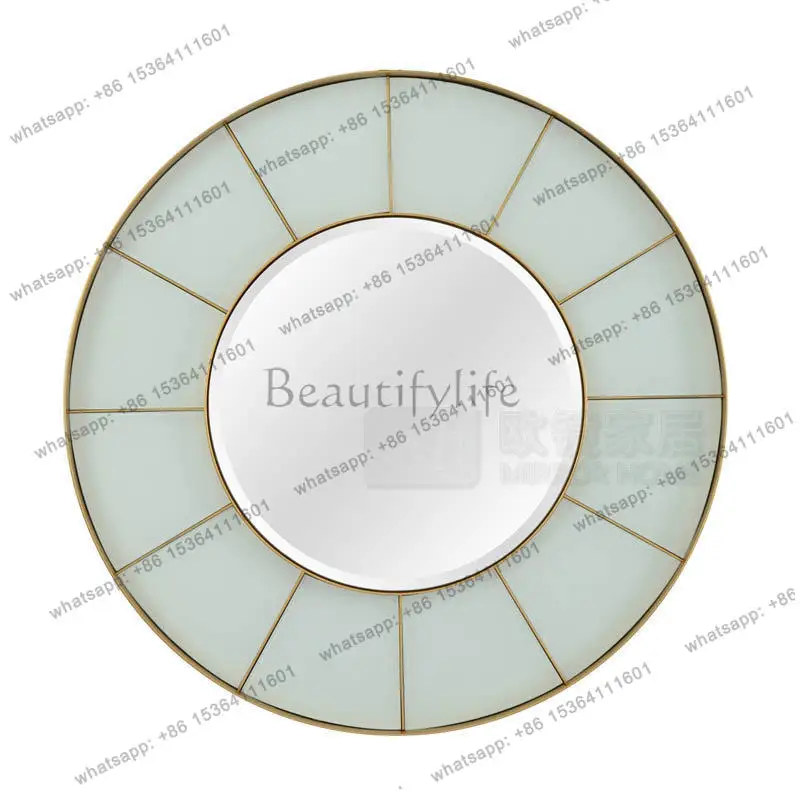 

American Gold Decorative Mirror Light Luxury Fashion Metal Restaurant Fireplace Backdrop Wall Decorative Mirror