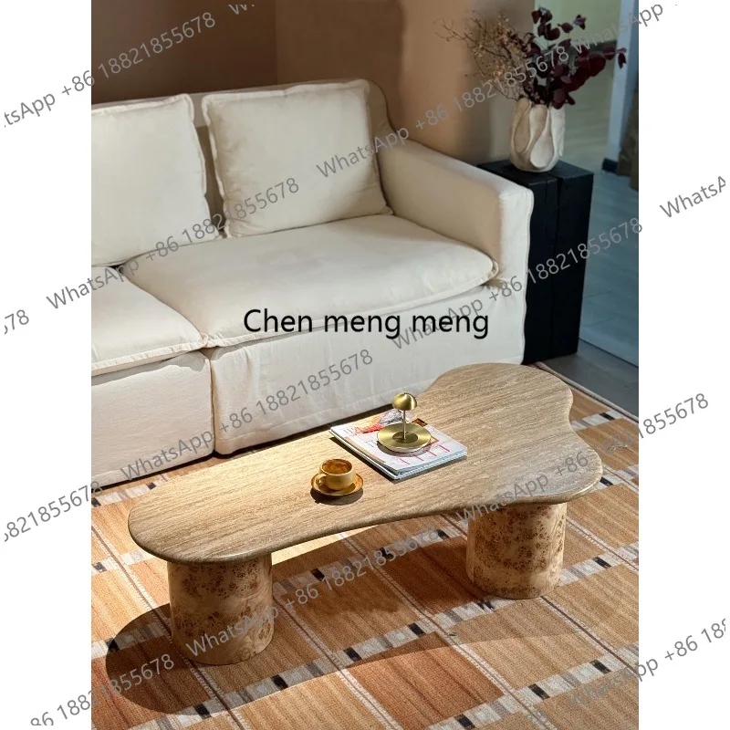 

Nordic natural travertine special-shaped coffee table modern simple light luxury living room coffee table creative