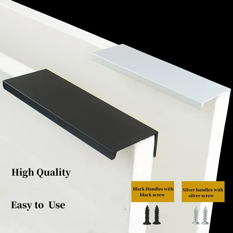 Invisible Cabinet Edge Sealing Hidden Handle Brushed Black Gold Silver Conner Wardrobe Pulls Concealed Kitchen Cabinet Pulls