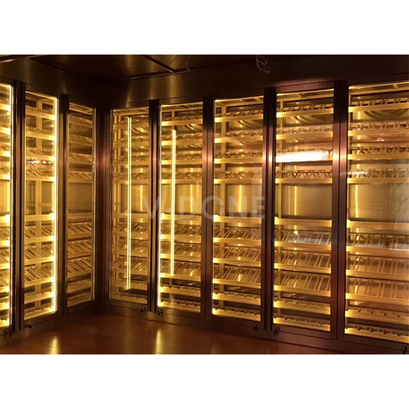 custom.Commercial Stainless Steel Wine Cooler Refrigerator Wine Display Cabinet Wall Large Red Wine Glass Thermostatic Cooling C