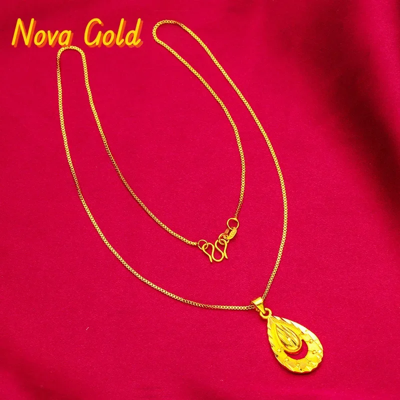 NovaGlod Teardrop Pendant for Women, 24K Gold, AU999 | Hollow teardrop with pearl tassel & rose gold plating, stunning for parti