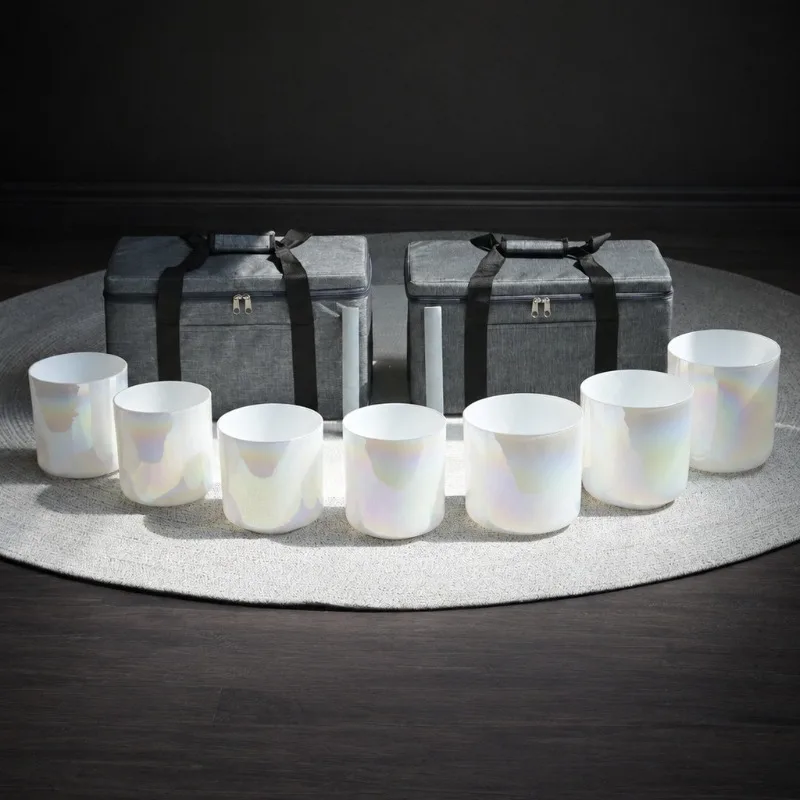 Crystal Singing Bowl 7-piece Set Meditation Sound Bowl Set Yoga Sound Healing Singing Bowls with Bag Outdoor Healing Bowls