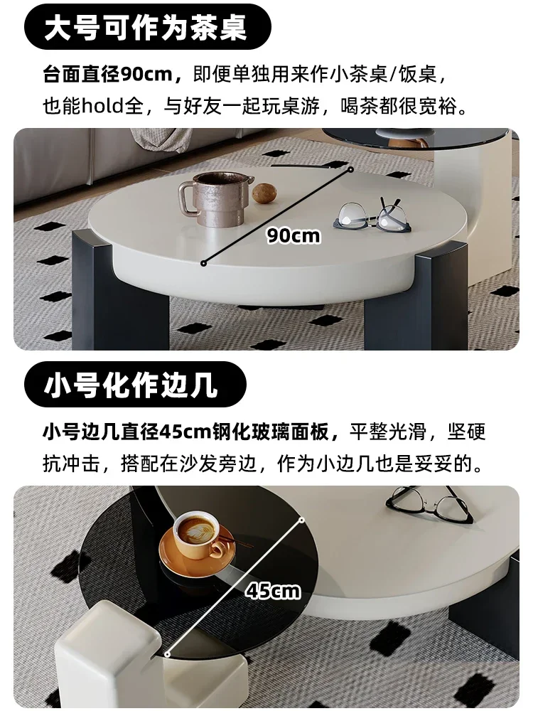 Mesa redonda de té Simple, mesa de té moderna de lujo, estilo crema, sala de estar, hogar