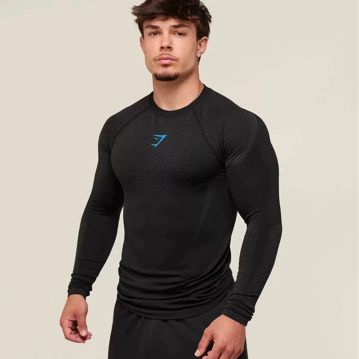 Gymshark Men's Fitness Top Cross-Border Hot Style Running Training Seamless T-Shirt Muscle Shark Tight Clothes