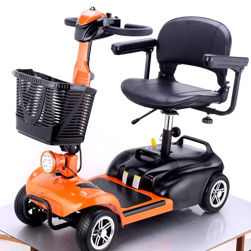 Lightweight Foldable Four Wheel Handicapped Mobility Electric Scooter for Elderly Power-Assisted Airplanes Walker Rollator